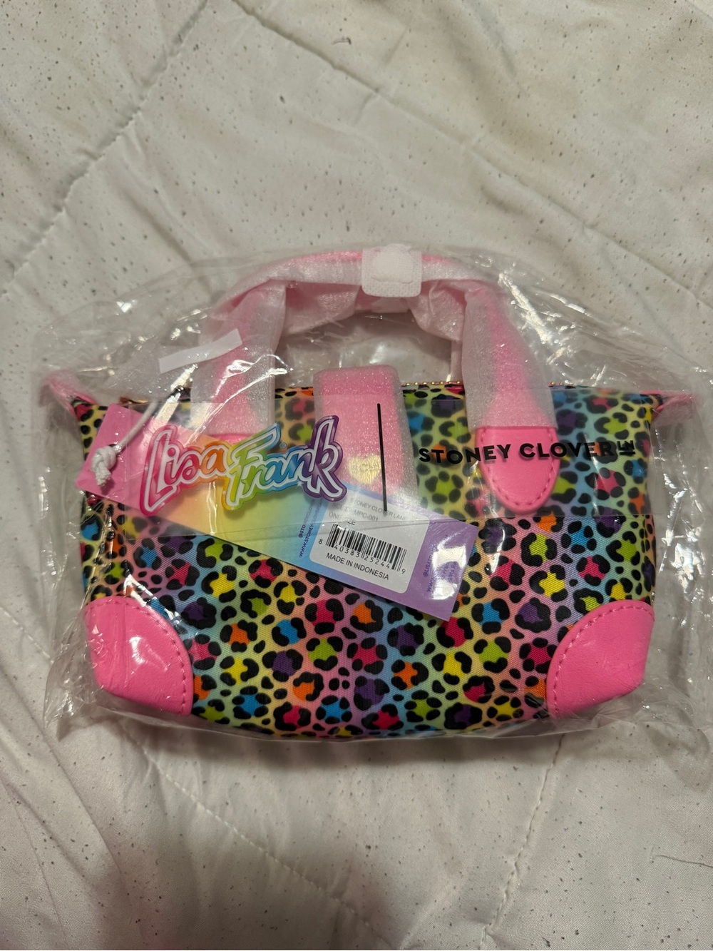 Stoney Clover Lane Multicolor Leopard Mini Tote with Pink Accents